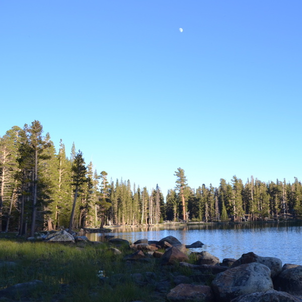 Moon over Moraine Lake